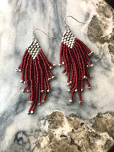 Load image into Gallery viewer, Maroon Beaded Earrings
