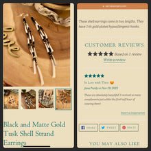 Load image into Gallery viewer, Black and Matte Gold Tusk Shell Strand Earrings
