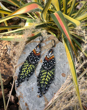 Load image into Gallery viewer, Green Pheasant Beaded Earrings
