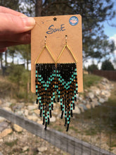 Load image into Gallery viewer, Beaded Fringe Triangle Earrings
