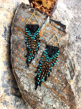 Load image into Gallery viewer, Beaded Fringe Triangle Earrings
