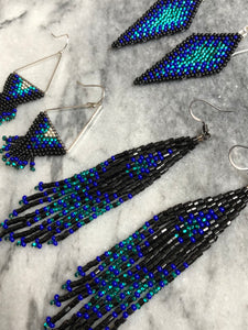 Northern Lights Beaded Triangles with Fringe